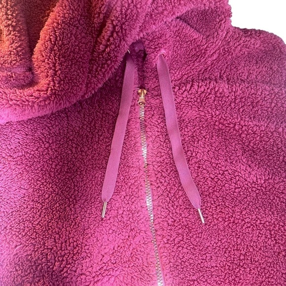 Mulberry Pink Hooded Fleece Jacket with Rose Gold Zipper XXL Soft Warm - Picture 2 of 7